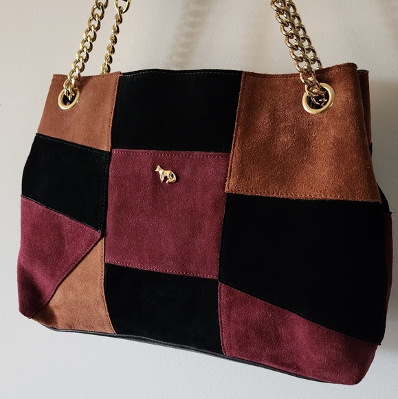 Emma Fox Patchwork Shoulder Bag - Black, Brown, Burgundy - Picture 1 of 7